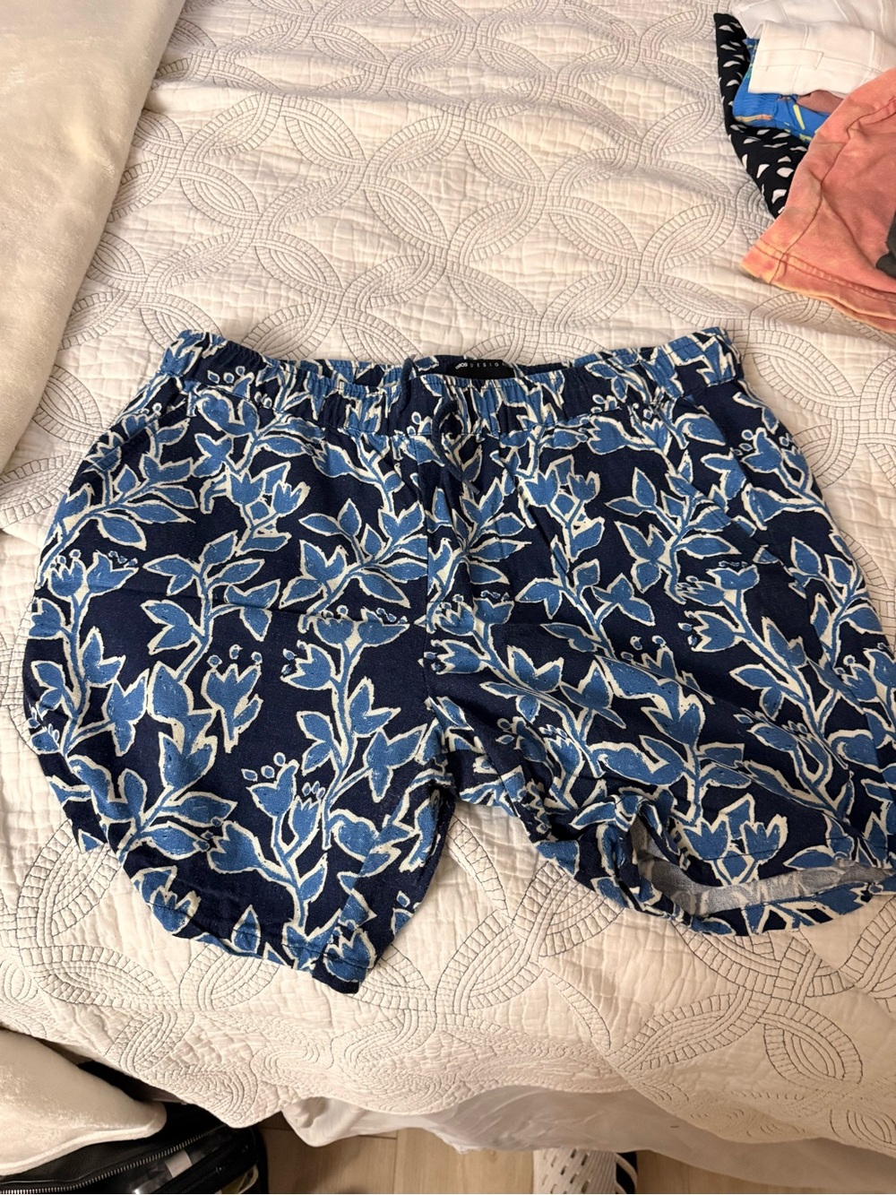 ASOS Men’s Navy Blue Floral Flat Front Shorts